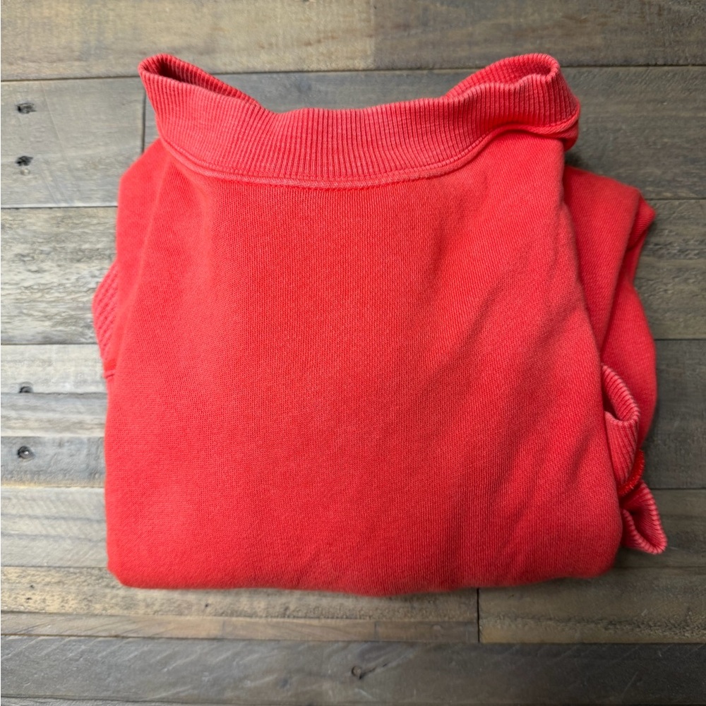 Aerie Vibrant Red Waffle Knit Accents Sweatshirt